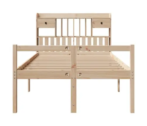 Lova Su Knygų Spinta Be Čiužinio, 135X190cm Pušies Masyvas