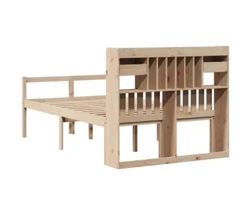 Lova Su Knygų Spinta Be Čiužinio, 135X190cm Pušies Masyvas