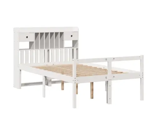 Gulta Ar Grāmatu Plauktu, Bez Matrača, 135X190 Cm, Priedes Koks Vidaxl