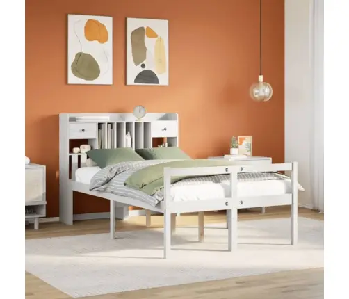 Gulta Ar Grāmatu Plauktu, Bez Matrača, 135X190 Cm, Priedes Koks Vidaxl