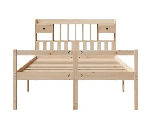 Gulta Ar Grāmatu Plauktu, Bez Matrača, 140X190 Cm, Priedes Koks Vidaxl