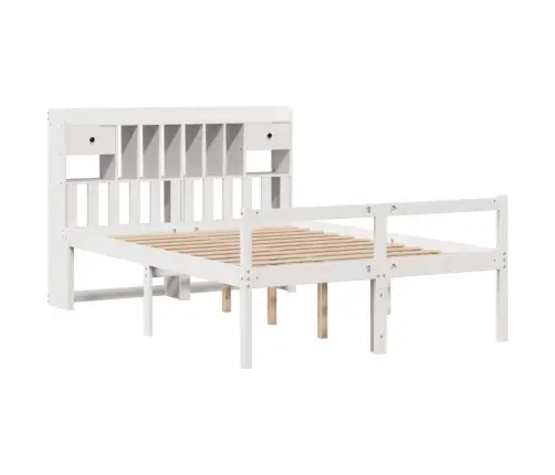 Gulta Ar Grāmatu Plauktu, Bez Matrača, 140X190 Cm, Priedes Koks Vidaxl