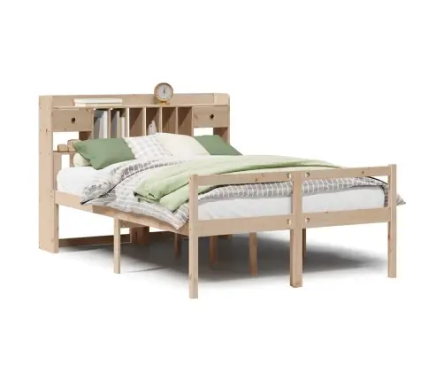 Gulta Ar Grāmatu Plauktu, Bez Matrača, 140X200 Cm, Priedes Koks Vidaxl