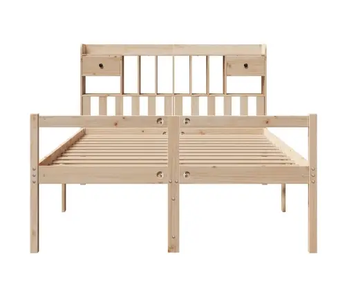 Gulta Ar Grāmatu Plauktu, Bez Matrača, 140X200 Cm, Priedes Koks Vidaxl