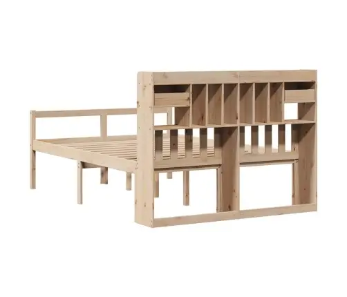 Gulta Ar Grāmatu Plauktu, Bez Matrača, 140X200 Cm, Priedes Koks Vidaxl