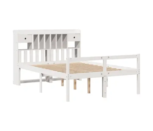 Lova Su Knygų Spinta Be Čiužinio, Balta, 140X200cm Pušis