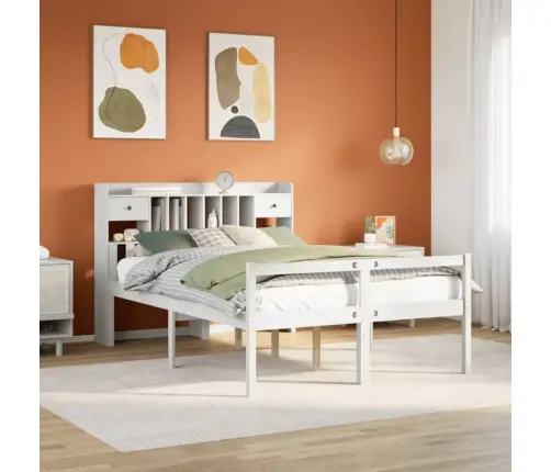 Gulta Ar Grāmatu Plauktu, Bez Matrača, 150X200 Cm, Priedes Koks Vidaxl