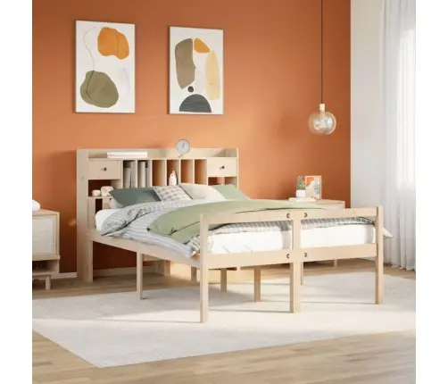 Lova Su Knygų Spinta Be Čiužinio, 160X200cm Pušies Masyvas