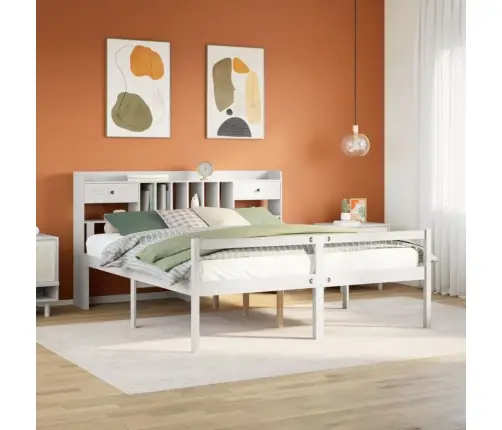 Gulta Ar Grāmatu Plauktu, Bez Matrača, 180X200 Cm, Priedes Koks Vidaxl