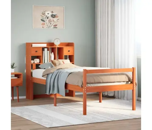 Gulta Ar Grāmatu Plauktu, Bez Matrača, 75X190 Cm, Priede Vidaxl