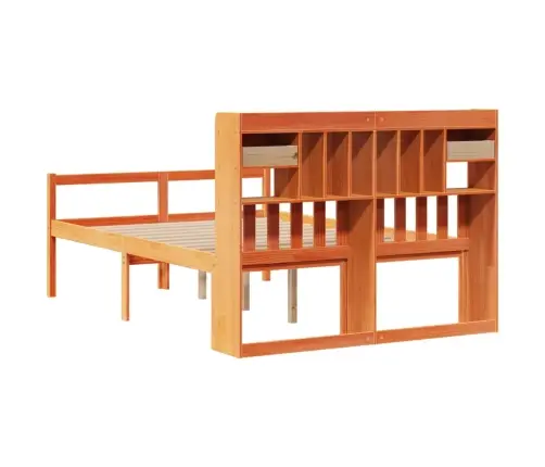 Gulta Ar Grāmatu Plauktu, Bez Matrača, 140X190 Cm, Priedes Koks Vidaxl