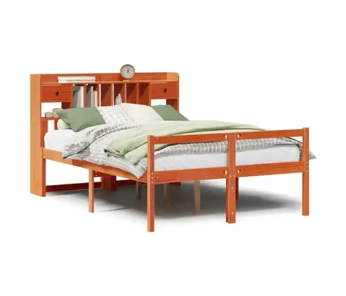 Gulta Ar Grāmatu Plauktu, Bez Matrača, 150X200 Cm, Priedes Koks Vidaxl