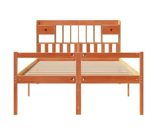 Gulta Ar Grāmatu Plauktu, Bez Matrača, 160X200 Cm, Priedes Koks Vidaxl