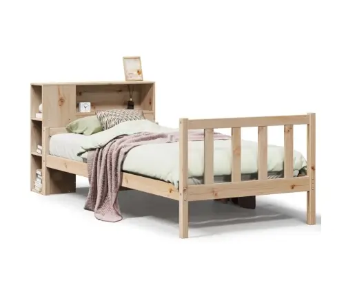 Gulta Ar Grāmatu Plauktu, Bez Matrača, 100X200 Cm, Priedes Koks Vidaxl