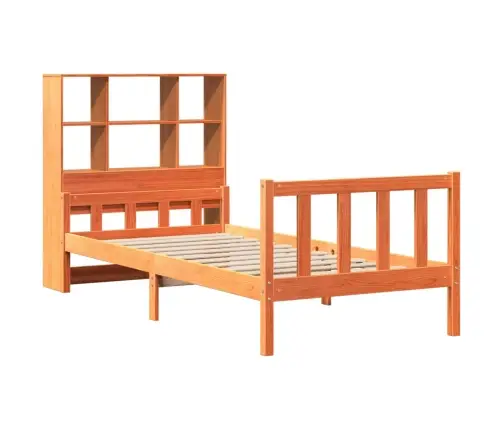 Gulta Ar Grāmatu Plauktu, Bez Matrača, 75X190 Cm, Masīvkoks Vidaxl