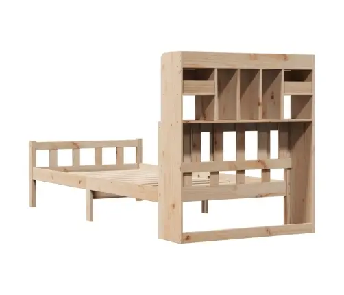 Gulta Ar Grāmatu Plauktu, Bez Matrača, 100X200 Cm, Priedes Koks Vidaxl