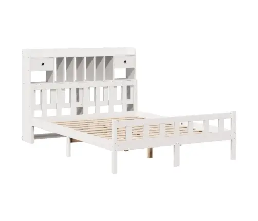 Gulta Ar Grāmatu Plauktu, Bez Matrača, 150X200 Cm, Priedes Koks Vidaxl