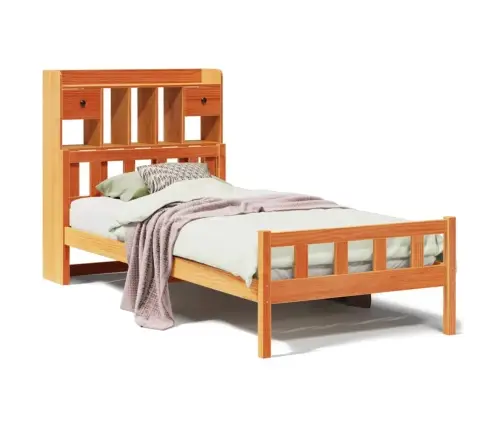 Gulta Ar Grāmatu Plauktu, Bez Matrača, 75X190 Cm, Priede Vidaxl