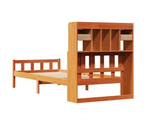 Gulta Ar Grāmatu Plauktu, Bez Matrača, 75X190 Cm, Priede Vidaxl