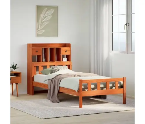 Gulta Ar Grāmatu Plauktu, Bez Matrača, 75X190 Cm, Priede Vidaxl