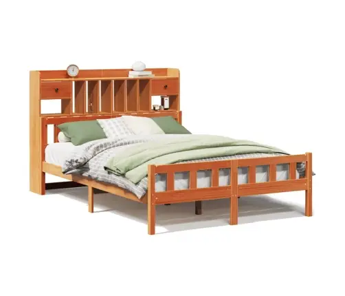 Gulta Ar Grāmatu Plauktu, Bez Matrača, 160X200 Cm, Priedes Koks Vidaxl