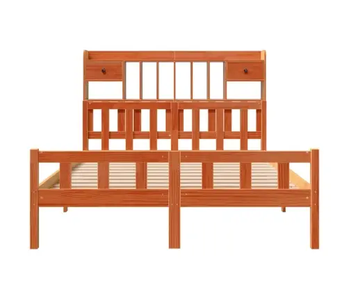 Gulta Ar Grāmatu Plauktu, Bez Matrača, 160X200 Cm, Priedes Koks Vidaxl