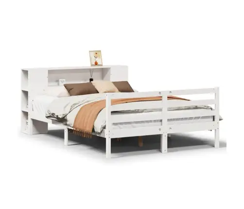 Riiuliga Voodiraam Ilma Madratsita, Valge, 135X190cm Männipuit