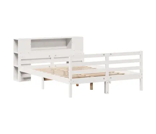 Riiuliga Voodiraam Ilma Madratsita, Valge, 135X190cm Männipuit