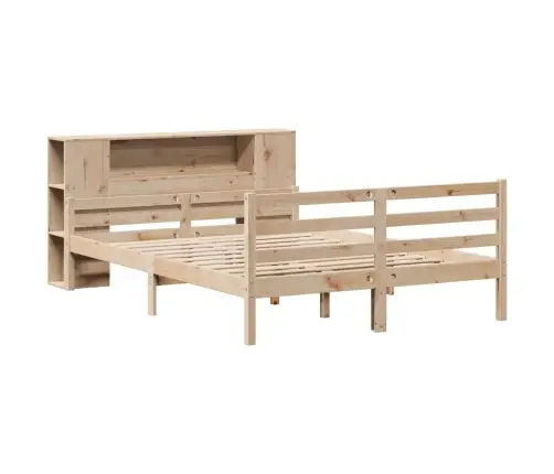 Gulta Ar Grāmatu Plauktu, Bez Matrača, 140X190 Cm, Priedes Koks Vidaxl