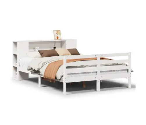 Gulta Ar Grāmatu Plauktu, Bez Matrača, 140X200 Cm, Priedes Koks Vidaxl