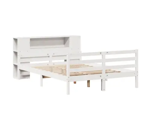 Gulta Ar Grāmatu Plauktu, Bez Matrača, 140X200 Cm, Priedes Koks Vidaxl