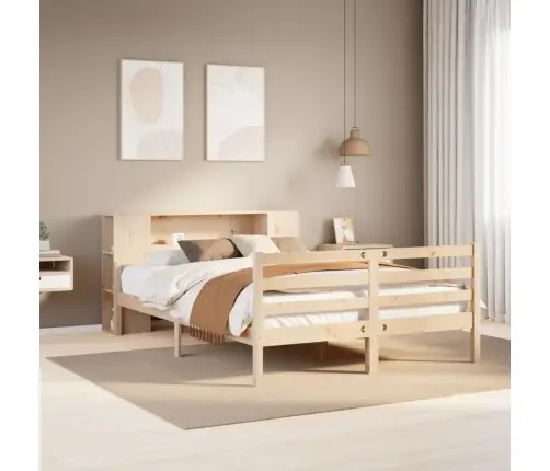 Gulta Ar Grāmatu Plauktu, Bez Matrača, 150X200 Cm, Priedes Koks Vidaxl