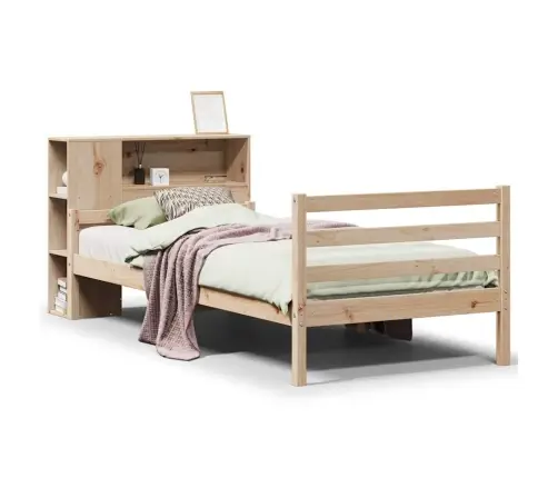 Lova Su Knygų Spinta Be Čiužinio, 100X200cm Pušies Masyvas