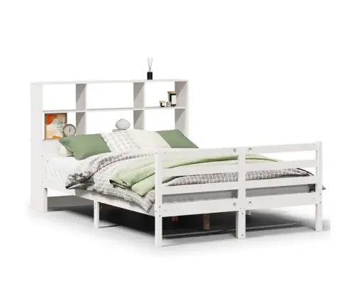 Gulta Ar Grāmatu Plauktu, Bez Matrača, 140X200 Cm, Priedes Koks Vidaxl