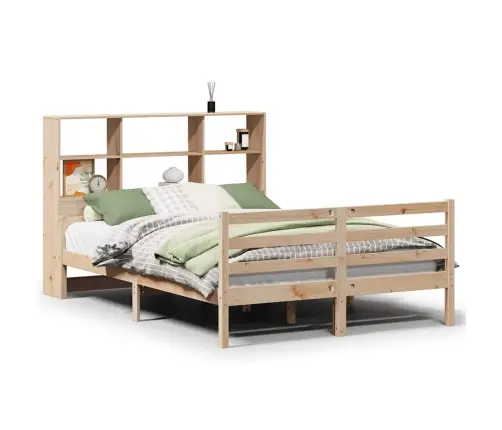 Gulta Ar Grāmatu Plauktu, Bez Matrača, 160X200 Cm, Priedes Koks Vidaxl