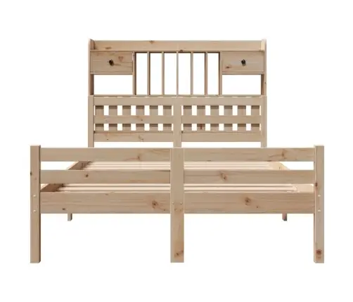 Gulta Ar Grāmatu Plauktu, Bez Matrača, 135X190 Cm, Priedes Koks Vidaxl