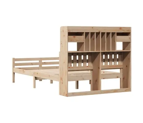 Gulta Ar Grāmatu Plauktu, Bez Matrača, 135X190 Cm, Priedes Koks Vidaxl