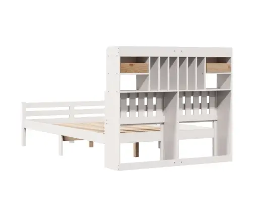 Gulta Ar Grāmatu Plauktu, Bez Matrača, 135X190 Cm, Priedes Koks Vidaxl