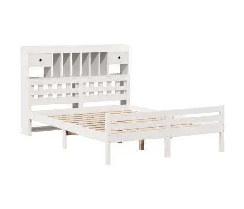 Lova Su Knygų Spinta Be Čiužinio, Balta, 140X200cm Pušis