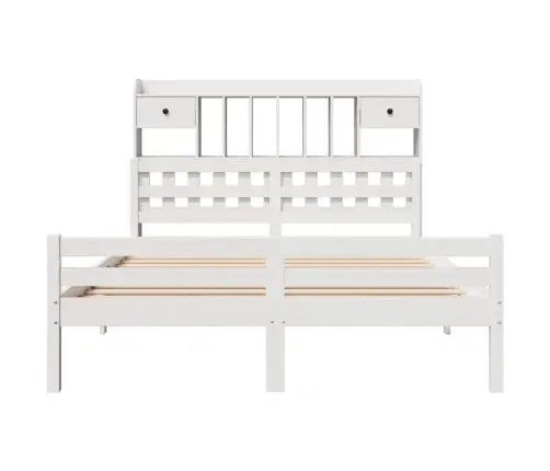 Lova Su Knygų Spinta Be Čiužinio, Balta, 140X200cm Pušis