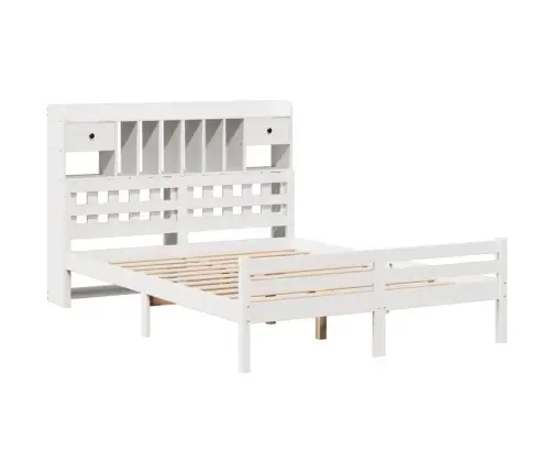 Gulta Ar Grāmatu Plauktu, Bez Matrača, 150X200 Cm, Priedes Koks Vidaxl