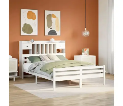 Gulta Ar Grāmatu Plauktu, Bez Matrača, 150X200 Cm, Priedes Koks Vidaxl