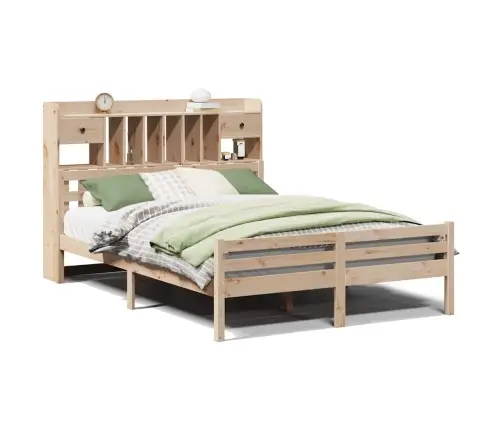 Gulta Ar Grāmatu Plauktu, Bez Matrača, 160X200 Cm, Priedes Koks Vidaxl