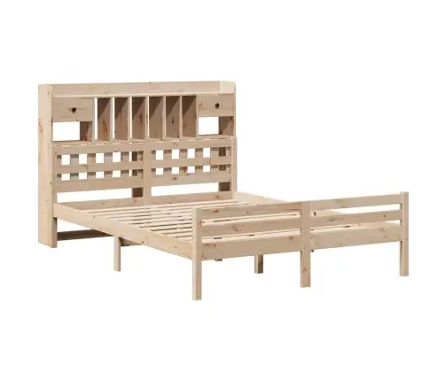 Gulta Ar Grāmatu Plauktu, Bez Matrača, 160X200 Cm, Priedes Koks Vidaxl