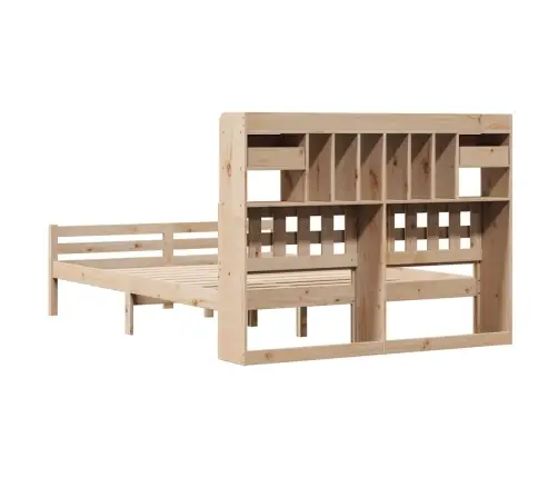 Gulta Ar Grāmatu Plauktu, Bez Matrača, 160X200 Cm, Priedes Koks Vidaxl