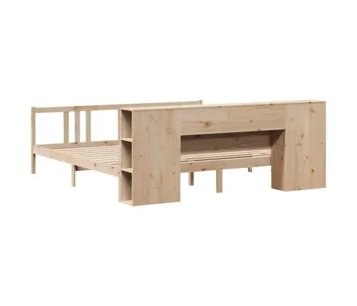 Gulta Ar Grāmatu Plauktu, Bez Matrača, 180X200 Cm, Priedes Koks Vidaxl