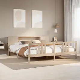 Gulta Ar Grāmatu Plauktu, Bez Matrača, 180X200 Cm, Priedes Koks Vidaxl