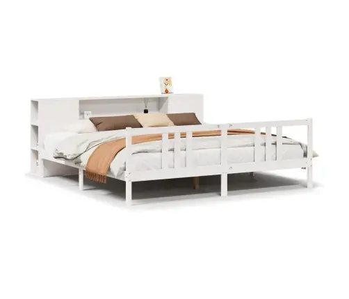 Gulta Ar Grāmatu Plauktu, Bez Matrača, 200X200 Cm, Priedes Koks Vidaxl