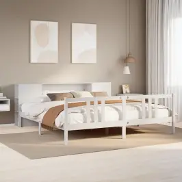 Gulta Ar Grāmatu Plauktu, Bez Matrača, 200X200 Cm, Priedes Koks Vidaxl