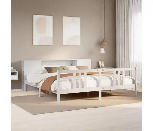 Gulta Ar Grāmatu Plauktu, Bez Matrača, 200X200 Cm, Priedes Koks Vidaxl